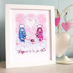 'Love is in the Air' A4 Unframed Illustration Print 
